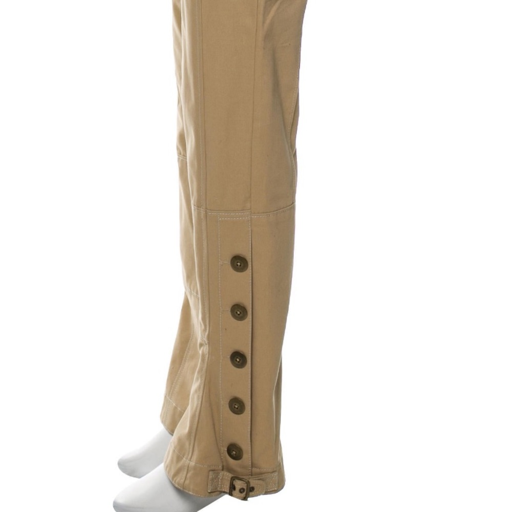 Peter Som Tan Flare Pants with Button & Buckle Hem